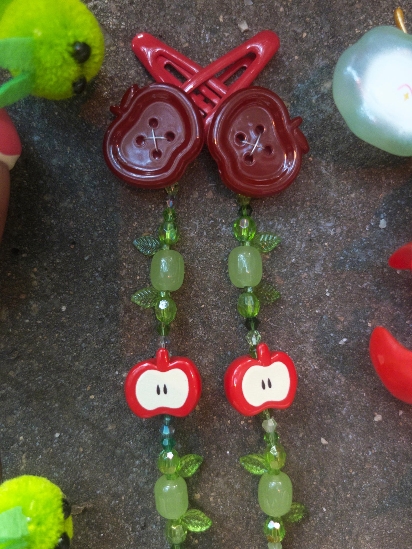 🍎 Little Apple Hair Clips